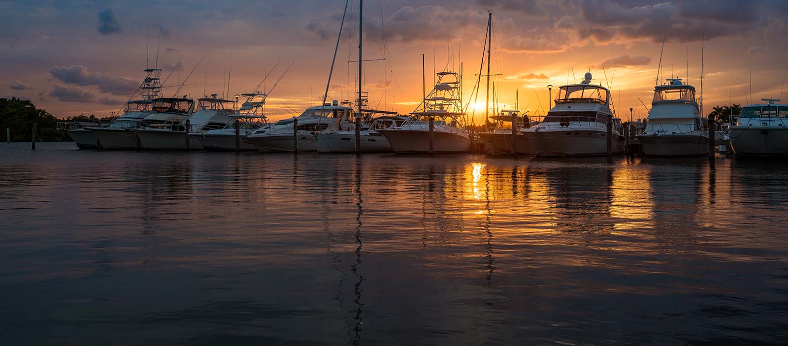 Miami marina at sunset